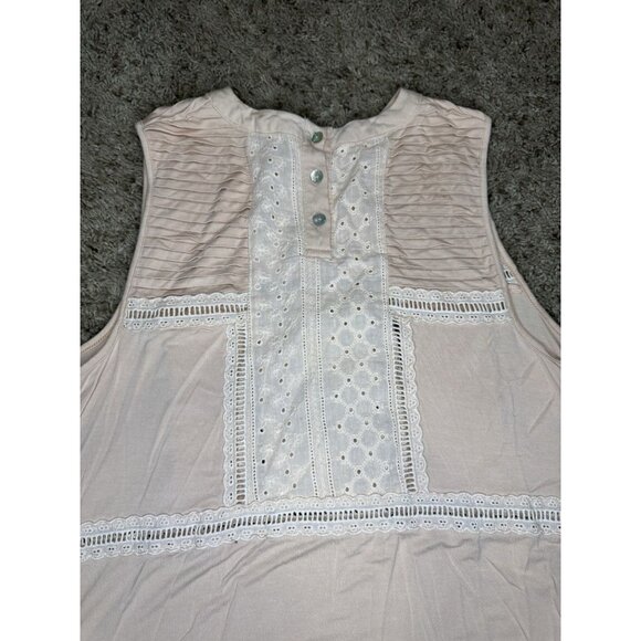 POL Sleeveless Blouse Top Pink Pleats Buttons Flowy Stretch Office Casual Boho M - Picture 6 of 8